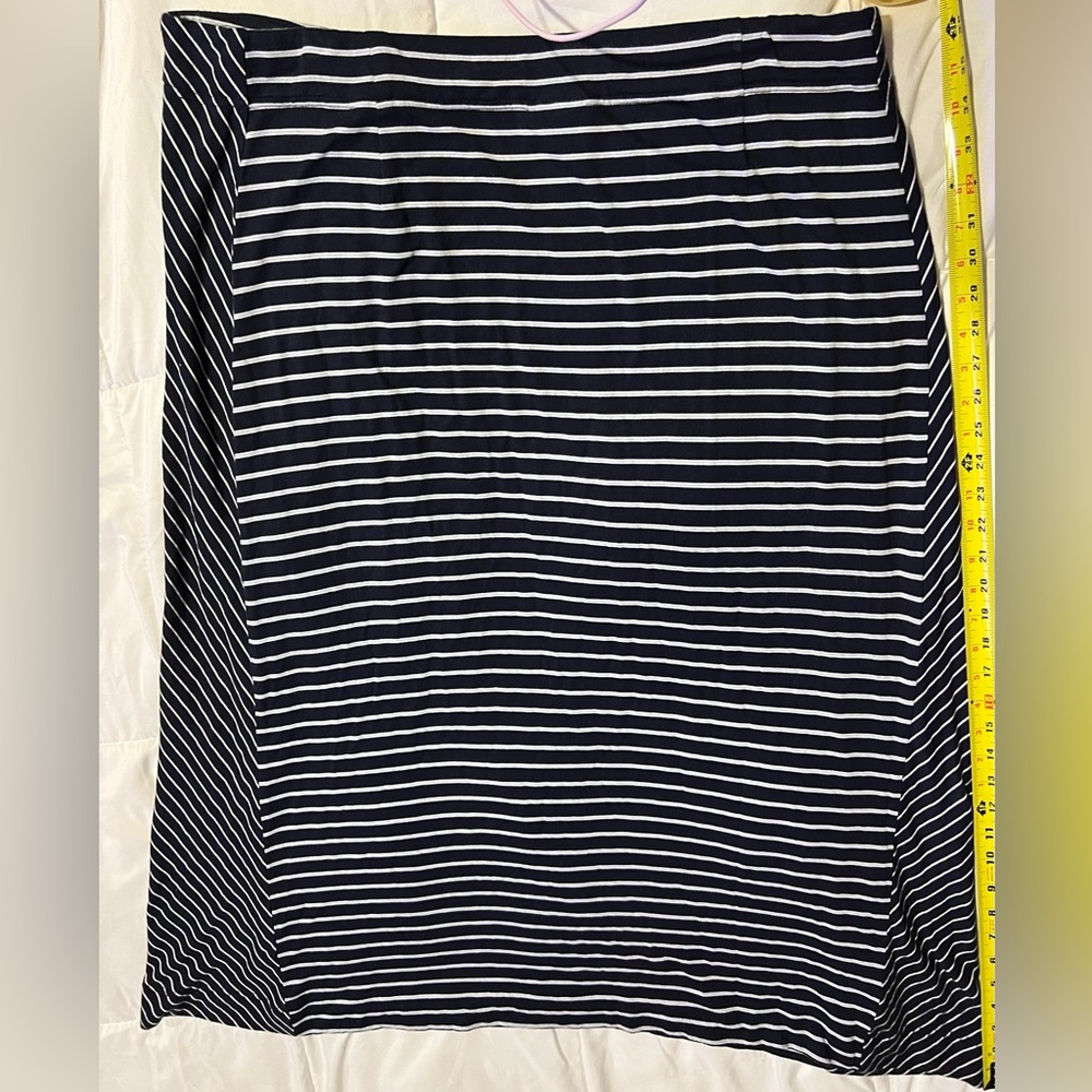 J. Jill Navy and White Striped A-Line Skirt